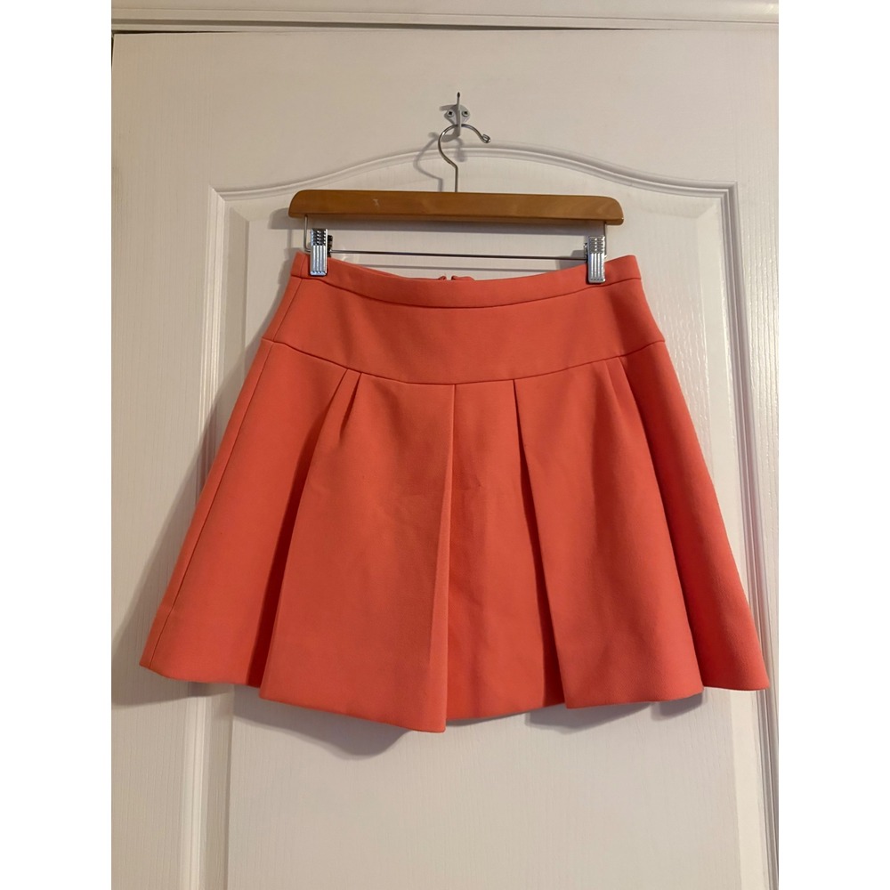 J.Crew Pleated Mini Skirt Womens 4 Coral Orange Excellent A-Line High Waisted